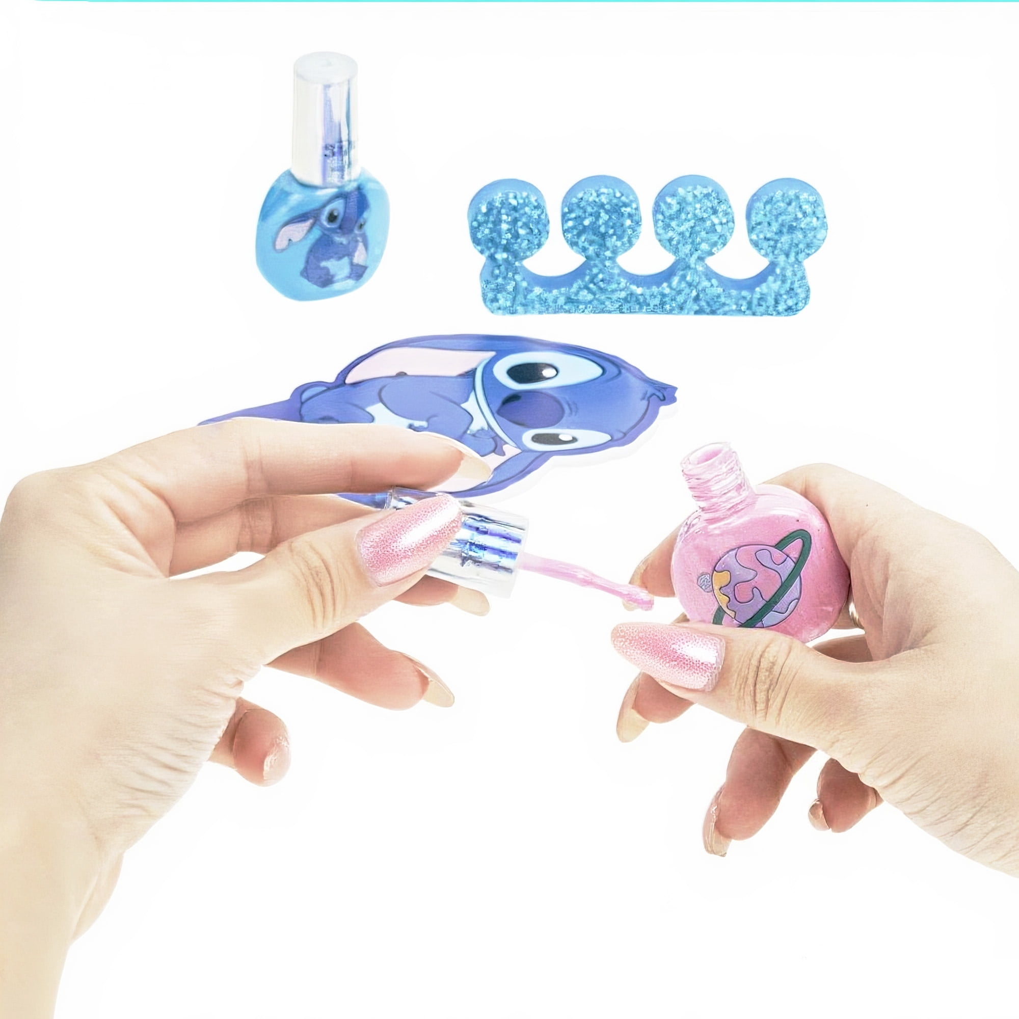 Disney Stitch Cosmetic Shoulder Bag, Makeup Filled Bag, Includes Lip, Nail, Hair Accessories, for Kids Ages 3+, 11 Pc