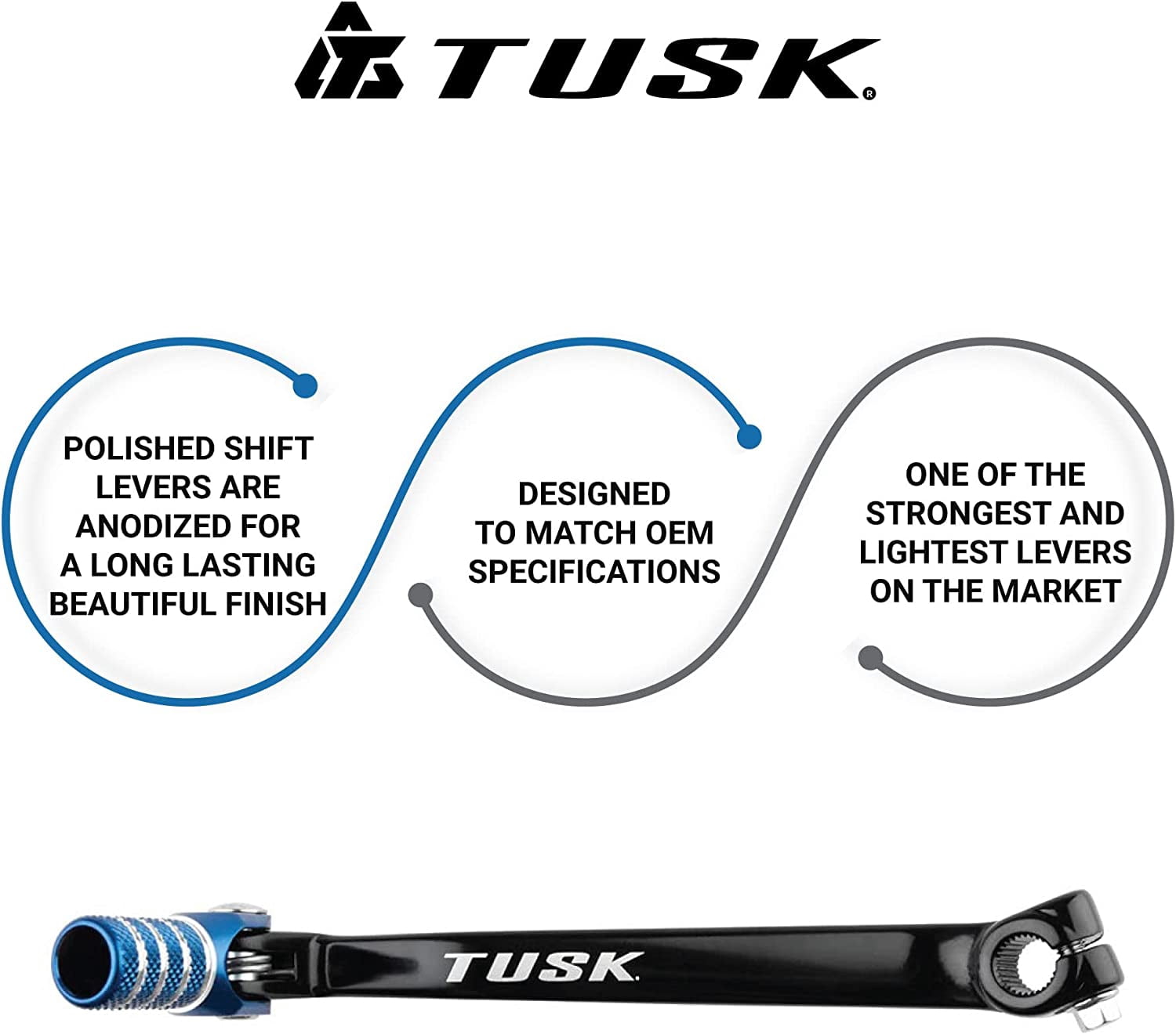 Tusk Folding Shift Lever Black/Blue Tip - Kawasaki KX100 1995-2009, 2011-2013 Replacement - View #2
