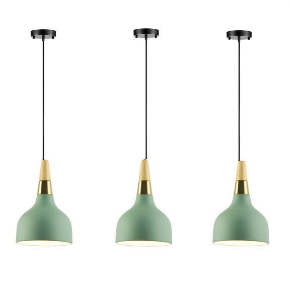 JLOWCO 3 Light Pendant Lighting for Kitchen Island Farmhouse,led Hanging Over Dining Table Ceiling Lights for Kitchen,Green Lights Rustic Pendant Light (LED Bulb Include)