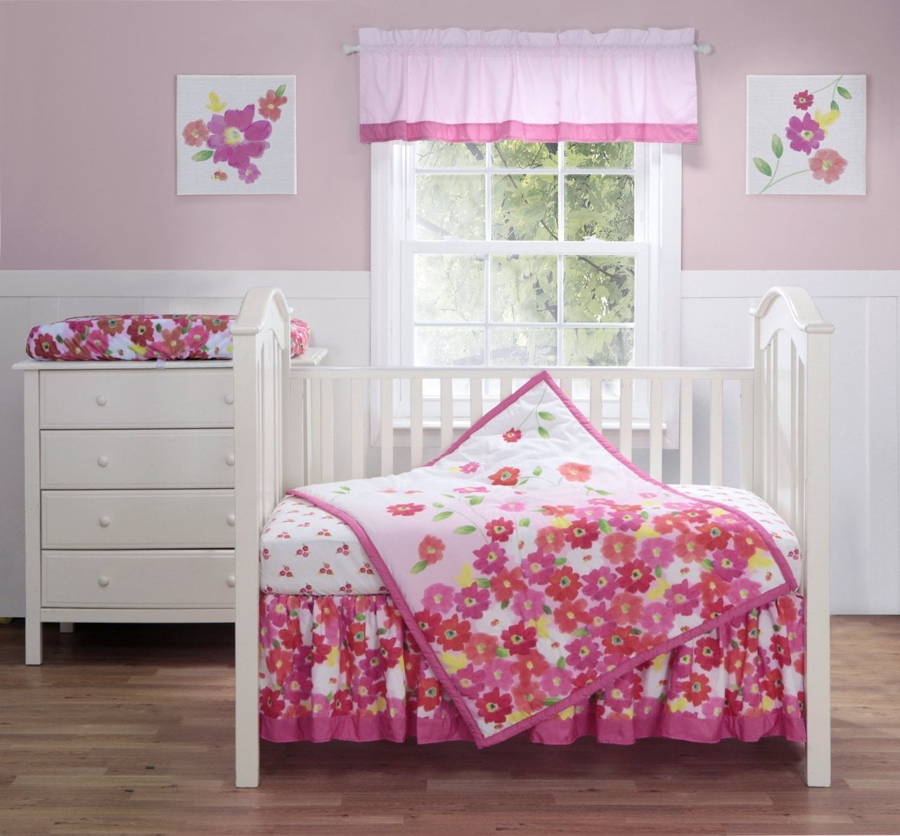 Bananafish Watercolor Pink Crib Set 3 Pc