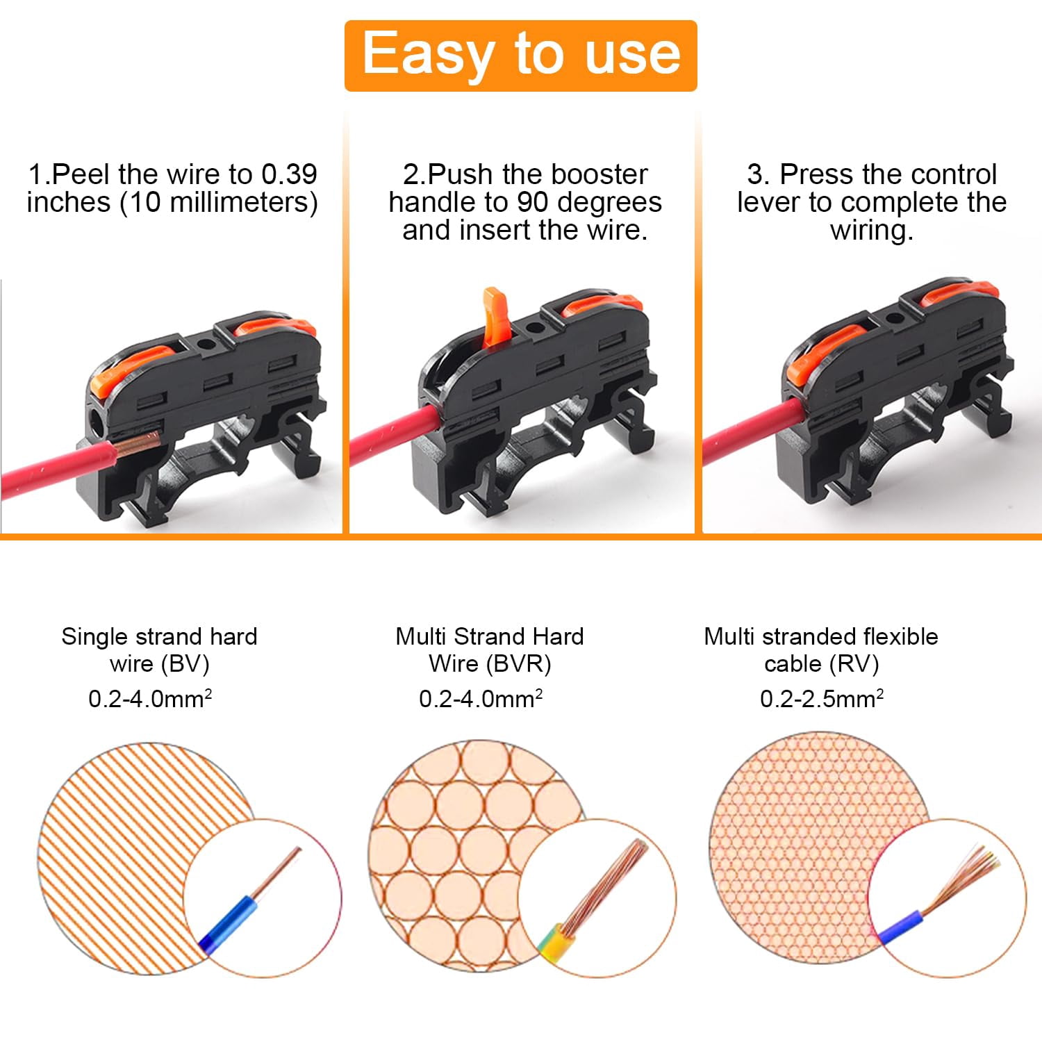 Kit De 60 Connecteurs électriques Rapides UieaMsio | 30 X 3 Entrées, 20 X 2 Entrées, 10 X 5 Entrées, Pour Fils 0.2-4 Mm² - 3
