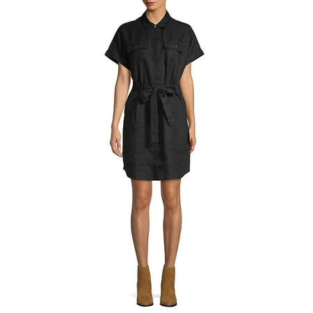 - Tie-Front Short-Sleeve Dress