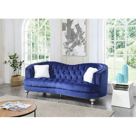 Jewel G750-S Sofa, Blue - Soft Micro Suede Velvet & Deep Tufting