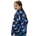 thumbnail image 4 of Xoenoiee Blue Butterfly Print Girls Quarter Zip Pullover Oversized Tunic Sweatshirt Drop Shoulder Long Sleeve Shirt Sweater for Kids Teens, 13-14 Years, 4 of 7