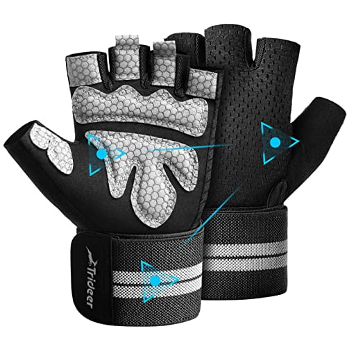 Lightweight & Breathable Fingerless Weight Lifting Gloves Female Trideer Workout Gloves for Women Padded Gym Gloves with Wrist Wrap Exercise Accessories for Weight Training 