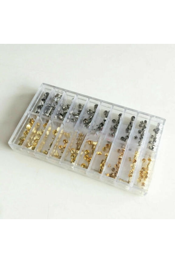 10 Different sizes Quartz Watch Crowns Mixed Silver Gold Watch Stem Crown Repair Replacement Parts Tool Assortment Set With Waterproof Circle Rings