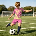 thumbnail image 6 of ITSAME Boys Girls Football Training Outfits Breathable V-Neck Top and Shorts 2-Piece Kids Soccer Uniform Set Pink Size 11, 6 of 9