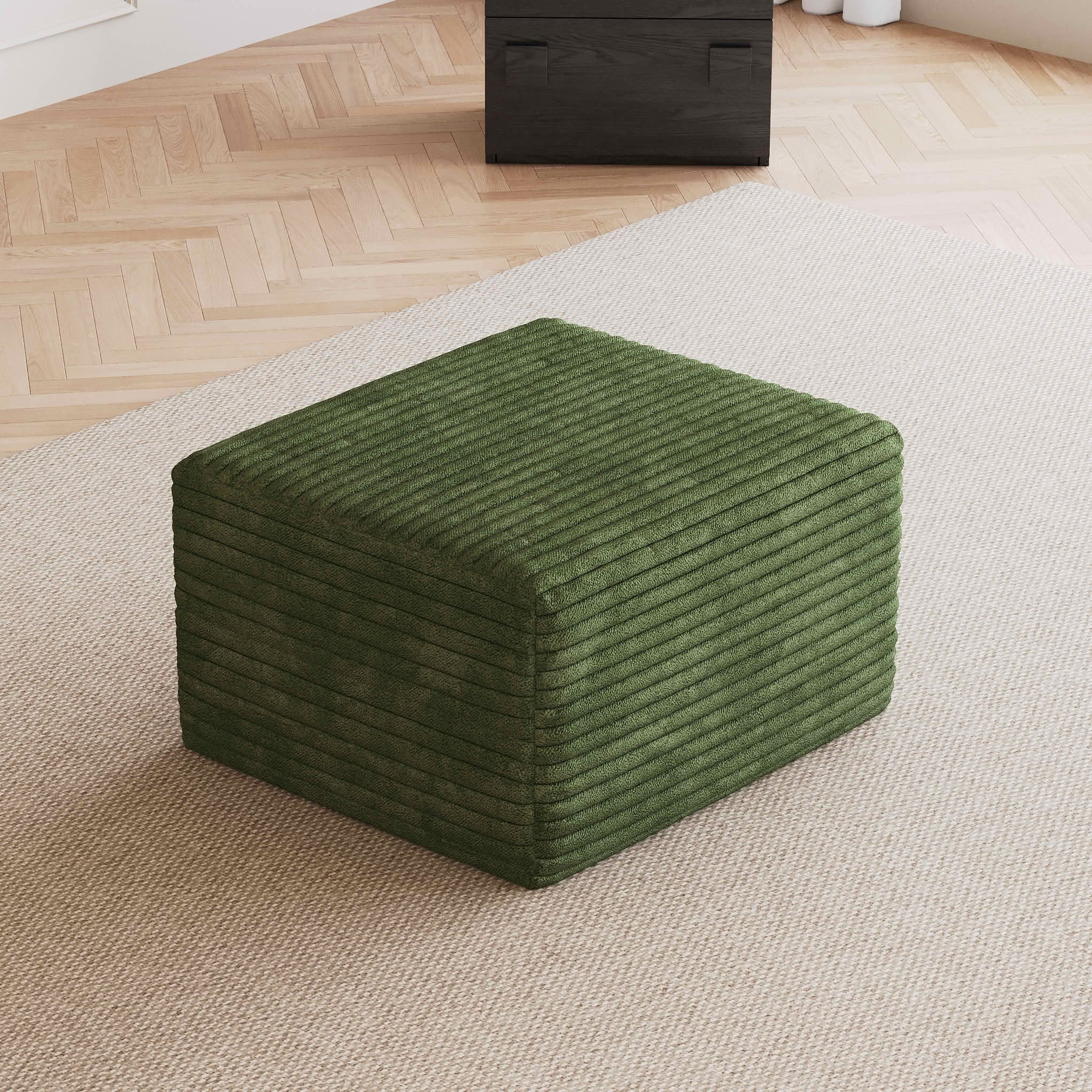 MAYEERTY Plush Corduroy Sofa Ottoman, No Assembly Required, Green