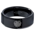 thumbnail image 2 of Tungsten Keltic Celtic Many Knots Heart Shape Band Ring 8mm Men Women Comfort Fit Black Beveled Edge Polished, 2 of 4