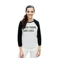 thumbnail image 2 of Thread Tank Thick Thighs Save Lives Unisex 3/4 Sleeves Baseball Raglan White Black Small, 2 of 4