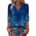 thumbnail image 2 of HLKJKLS Long Sleeve Shirts For Women Long Sleeve V Neck Casual Basic Tee Trendy Fall Loose Fit Blue S-3Xl, 2 of 6