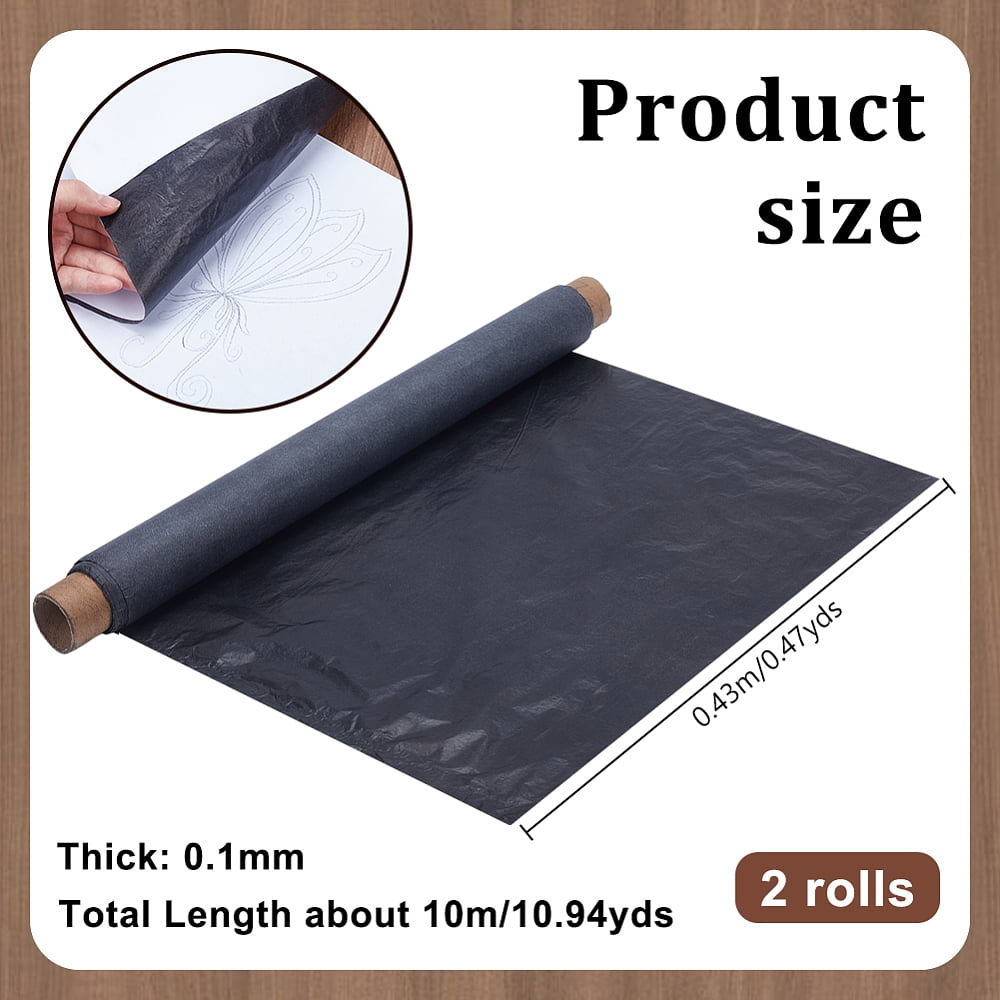 2 Rolls 10.9Yards Carbon Graphite Copy Paper Carbon Transfer Tracing Paper Black Waxed Carbon Paper for Drawing Sewing Patterns 16.93inches Wide DIY