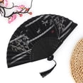 thumbnail image 4 of Hand Fans for Women, Folding Hand Fan, 8 in Bamboo Construction, Cherry Blossom Branches, Pocket Sized Carry, Party Costumes, Black Finish, 1 Pc, 4 of 8