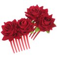 thumbnail image 4 of 2Pcs Fabric Rose Flower Hair Comb Bridal Hair Bun Clip Wedding Hair Styling Tool, 4 of 9