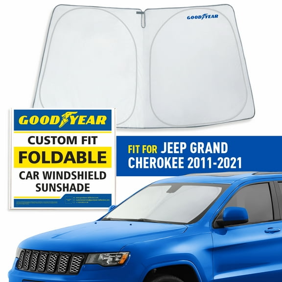 Goodyear Foldable Windshield SunShade for Jeep Grand Cherokee 2011-2021, SUV car accessories, Sunshade Cover, Sun Shade Car Windshield, Window Sun Blocker - GY008231