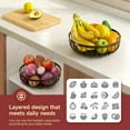 thumbnail image 4 of 2 Tier Fruit Basket for Kitchen Counter with 2 Banana Hangers, Metal Stackable Fruit Bowl for Kitchen Counter for Bread Vegetable Fruits, Brown, 4 of 14