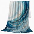 thumbnail image 2 of Crashing Blue Ocean Wave with White Sea Foam, Coastal Surf Art for Beach Lovers, Birthday Gift, Cozy Flannel Blanket for Bedroom and Lounge, Fresh Ocean Home Decor, 2 of 9