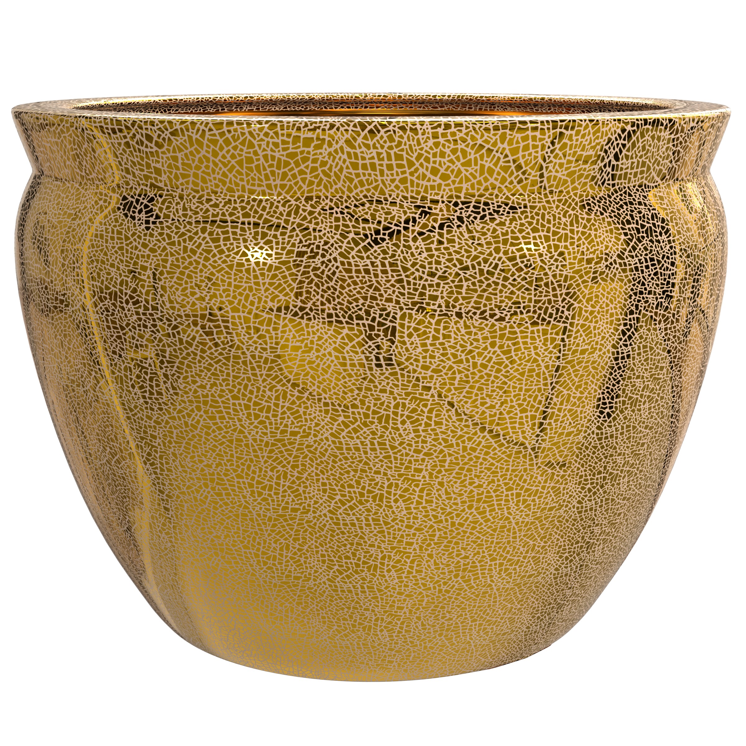 Red Lantern 14" Gold Crackle Porcelain Fishbowl Planter