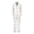 thumbnail image 5 of Pajamas for Women Set Soft Valentines Long Sleeve Lapel Shirts Pants Sleep Nightwear, 5 of 5