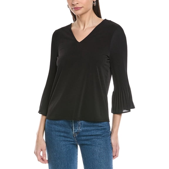 CeCe womens  V-Neck Knit Top, XL, Black