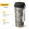 thumbnail image 4 of 18oz Travel Coffee Mug, 316 Stainless Steel Vacuum Insulated Tumbler with 2-in-1 Straw Lid & Strap, Camouflage Print, 4 of 6