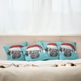 thumbnail image 7 of Ambesonne Pug Throw Pillow Cover 4 Pack, Dog with Santa Hat X-Mas, 16", Blue Ruby Grey, 7 of 7
