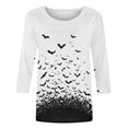 thumbnail image 5 of NSLGXD Plus Size Women's Tshirts 3/4 Sleeve Crew Neck Black Bats Print Spooky Halloween Lightweight Tees S-5XL, 5 of 5