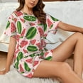 thumbnail image 4 of Pofeuu Watermelon Print Women's Pajama Set Short/Shorts Soft Button PJs Elastic Drawstring Waist Sleepwear-4X-Large, 4 of 6