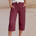 thumbnail image 2 of Capri Pants for Women Plus Size Casual Straight Leg High Waist Capris with Pockets Summer Lightweight Beach Cropped Pants,Sizes S-5XL, 2 of 7