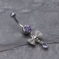 thumbnail image 3 of Dainty Bow Gem Sparkle Belly Ring-Tanzanite, 3 of 3