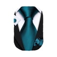 thumbnail image 1 of Set de Corbata Barry.Wang Rayas Seda 150cm Verde Azulado con Gemelos, 1 of 7