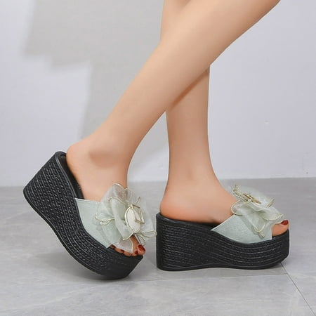 

LEEy-World House Slippers for Women Summer Women s Two Color Chrysanthemum Translucent Soft Soles Roman Style Sandals S Slippers for Women