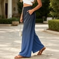 thumbnail image 6 of Gradient Ombre Wide Leg Pants for Women, High Waist Flowy Palazzo Trousers - Boho Summer Beach Vacation Bottoms Blue L, 6 of 7