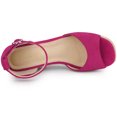 thumbnail image 4 of De mujer Alpargatas Plataforma Correa en el tobillo Tacón de cuña Sandalias Rosa caliente 39, 4 of 6