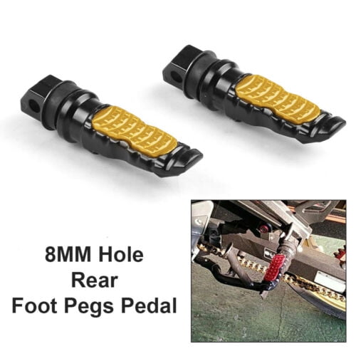 2pcs 8mm Hole Gold Aluminum Motorcycle Rear Passenger Foot Pegs Footrests