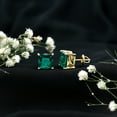 thumbnail image 4 of Rosec Jewels Princess Cut Created Emerald Solitaire Stud Earrings for Women - 8 mm - AAAA Grade, 10K Yellow Gold, 4 of 7