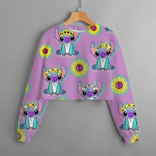 Disney Stitch ropa para niños Casual dibujos animados nuevo otoño e invierno estampado niñas suéter corto lindo niñas Tops140 heqiyong CONDUJO