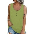 thumbnail image 2 of Qwertyu Plus Size Tank Tops for Women with Button Casual Loose Summer Tunic Tops Sleeveless Basic Tops Green XL, 2 of 7