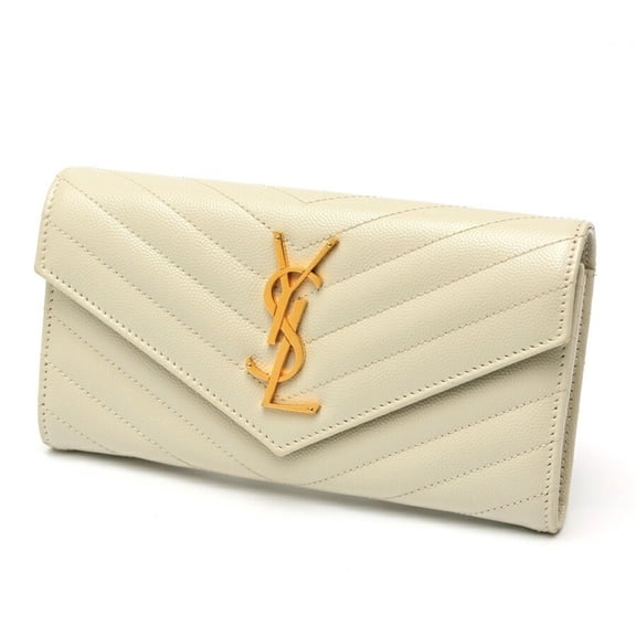 Pre-Owned Saint Laurent Monogram Large Flap Wallet 372264 Grain de Poudre Embossed... (Good)