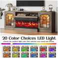 thumbnail image 4 of Waleaf 70" TV Stand with 3-Sided Glass Electric Fireplace, Modern Media Entertainment Center for TVs up to 80", Slim Wood Console with 21-Mode LED Lights & Adjustable Shelves, 4 of 8