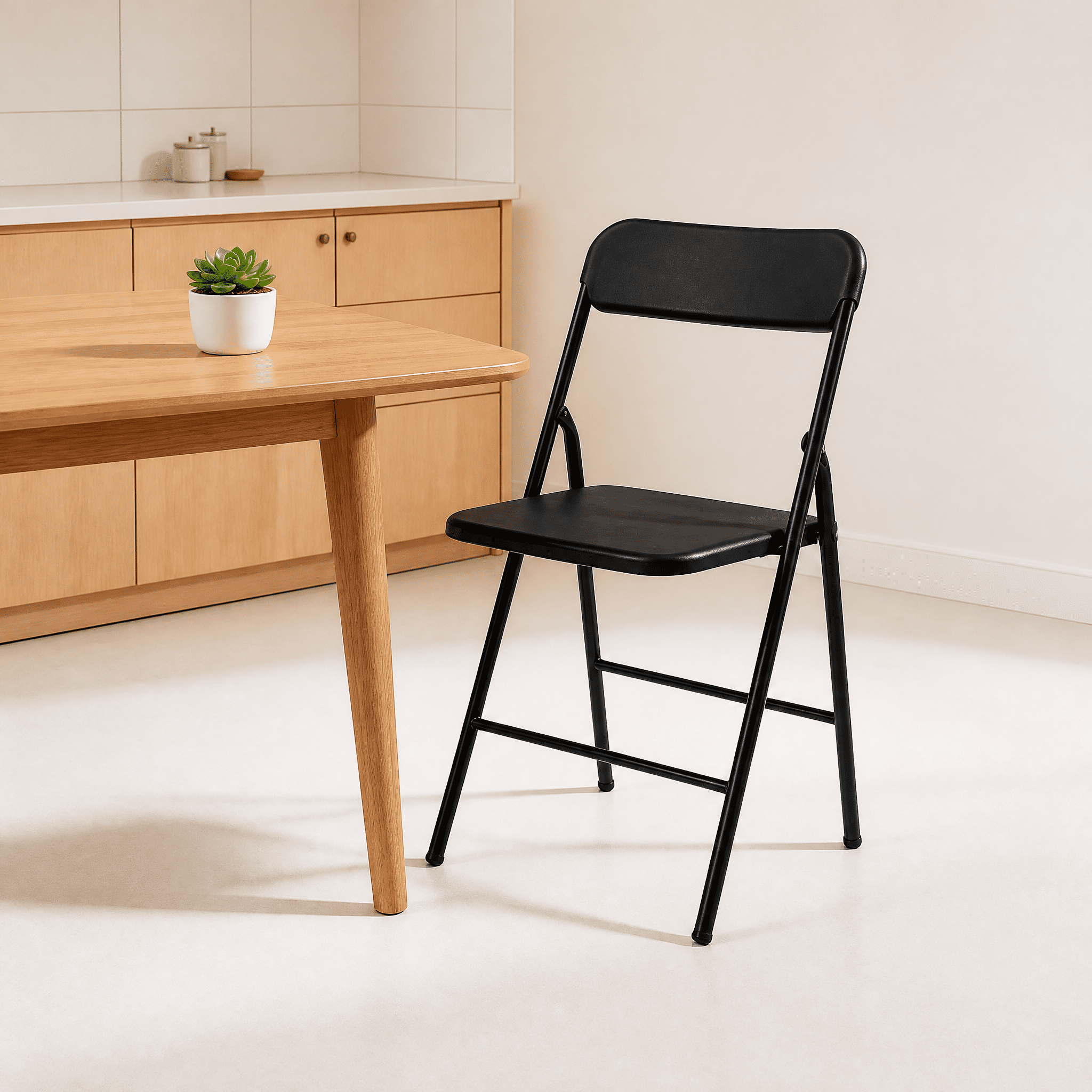 4-Pack Folding Chairs, PP Cushion, Heavy-Duty Steel, 350 LBS Capacity, Stackable, No Assembly