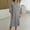 Gray, variant on Womens Dress Solid Color Loose fit Button Down 3/4 Sleeve Long Maxi Dress Cotton Linen Caftan with Pockets Black