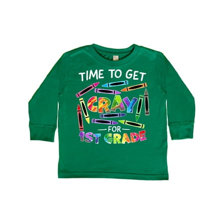 

Inktastic Time to Get Cray for 1st Grade Back to School Gift Toddler Boy or Toddler Girl Long Sleeve T-Shirt