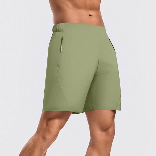 Ceisia Men's Spring Summer Casual Shorts Gift - Loose Solid Color Elastic Waist Zipper Pocket Sports Commuting Half Pants