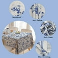thumbnail image 6 of Thick Linen Rectangle Tablecloth - White and Blue Floral Waterproof Rustic Toile French Country Table Cover Farmhouse Decoration, Suitable for Home, Kitchen Dining Tablecloth 60 x 84 Inch, 6 of 7
