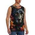 thumbnail image 2 of Pofeuu Colorful Floral Black Dog Print Men's Muscle T-Shirt, Sleeveless, Muscle Tank, Classic Muscle Tee Top For Men Casual Sleeveless Muscle T-Shirt Trendy Clothes-3X-Large, 2 of 7