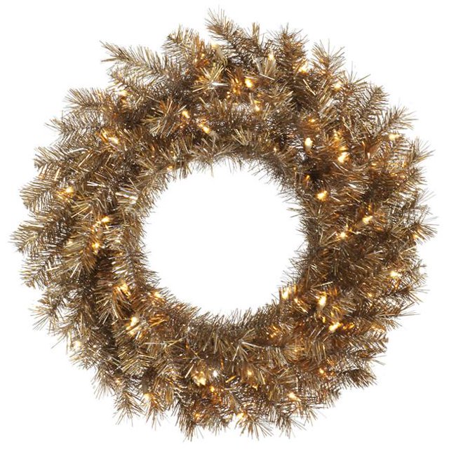 Vickerman A149125 24 in. Metal Mixed Tinsel Wreath with 50 Clear LED Light
