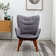 thumbnail image 3 of Roundhill Furniture Leiria Contemporary Silky Velvet Tufted Accent Chair with Ottoman, Gray, 3 of 14