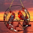 thumbnail image 4 of 2 pc Cardinal Lovebirds Window Hanging Ornaments Winter Suncatcher Home Window Decoration Red 150x3mm, 4 of 5