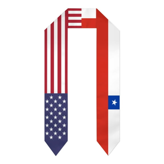Chile & USA United States Flag Shawl Sash Stole Graduation Shawls Wraps Scraf For International Study